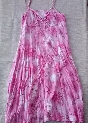 Pembe uzun elbise