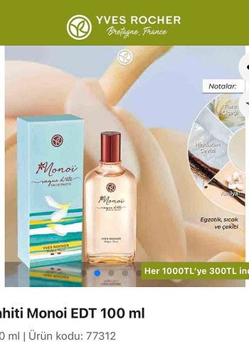 Yves Rocher Monoi EDT 100 ml Kadın Parfümü