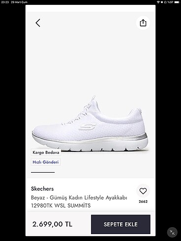 Skechers beyaz kadın spor ayakkabı