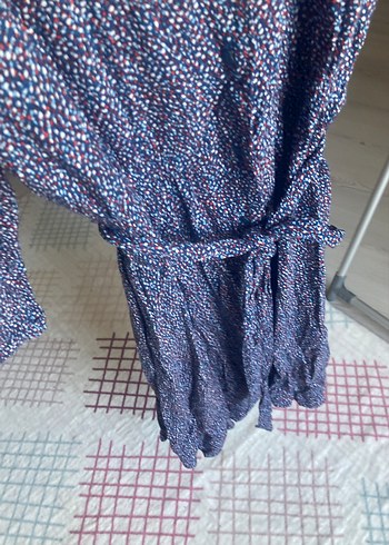 Uzun Kollu, Bol Kesim, Çok Renkli Bağlama Desenli Kadın Elbise - Görsel 4