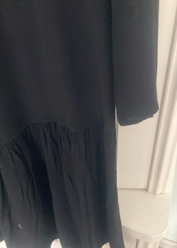 Siyah Uzun Kollu Midi elbise - Görsel 3