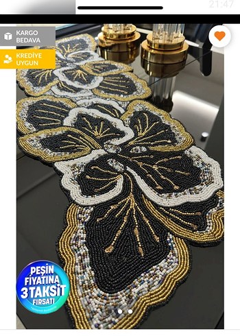 Boncuk İşlemeli Bohem Masa Örtüsü