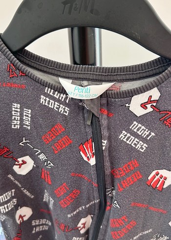 6 Yaş Beden Erkek Çocuk Fermuarlı Gri , desenli tulum PAMUKLU pijama
