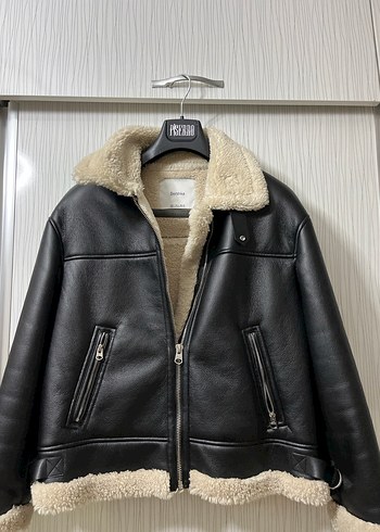 Bershka Kürklü Siyah Deri Kadın Ceket bershka