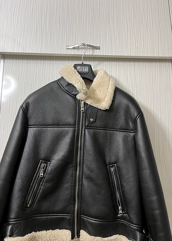 Kürklü Siyah Deri Kadın Ceket bershka