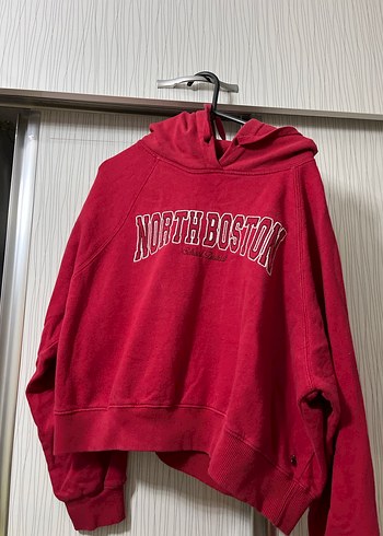 Zara Kırmızı Kapüşonlu Kadın Sweatshirt