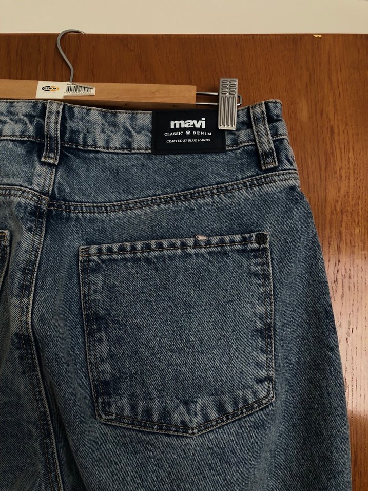 Kadın buz mavisi yüksek bel,straight model Mavi marka pantolon - Görsel 3