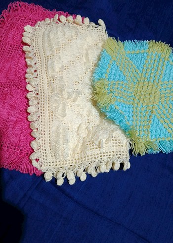 El Yapımı Krem Renkli Örgü kare liff - Görsel 3