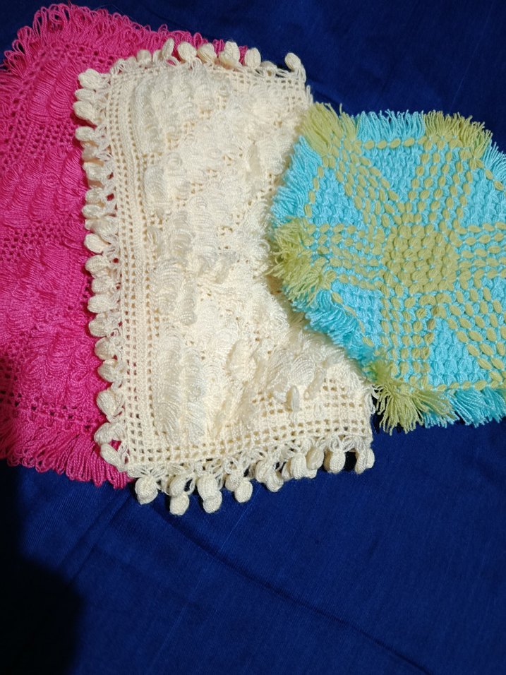 El Yapımı Krem Renkli Örgü kare liff - Görsel 3