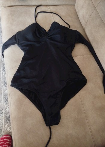 Siyah Straplez Fitted Kadın Mayo - Görsel 4