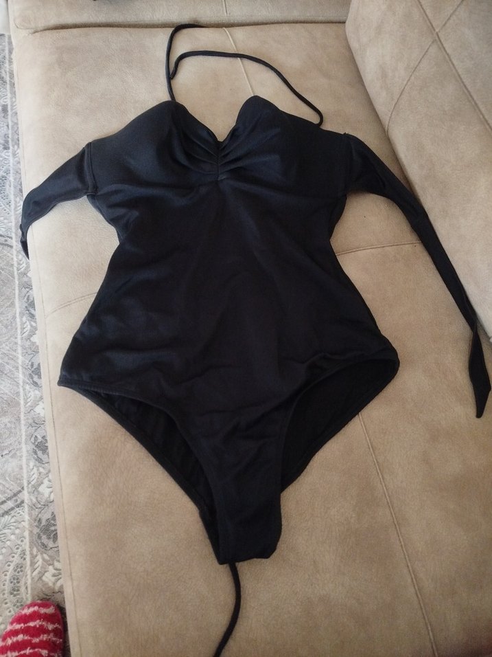 Siyah Straplez Fitted Kadın Mayo - Görsel 4