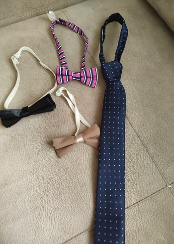 Çocuk Elastik Renkli Papyon ve Kravat Seti - Görsel 2