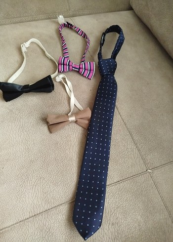 Çocuk Elastik Renkli Papyon ve Kravat Seti - Görsel 4