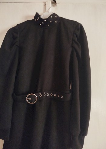 Kemerli Siyah Gotik Midi Kadın elbise - Görsel 5