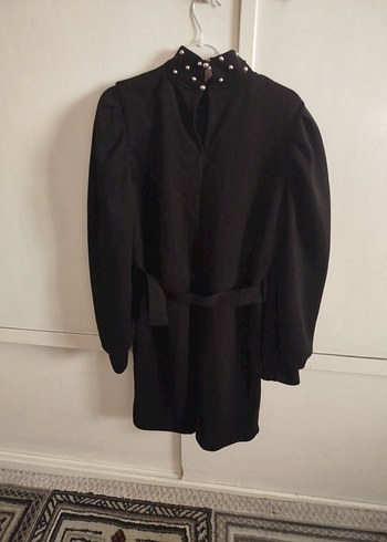 Kemerli Siyah Gotik Midi Kadın elbise - Görsel 4