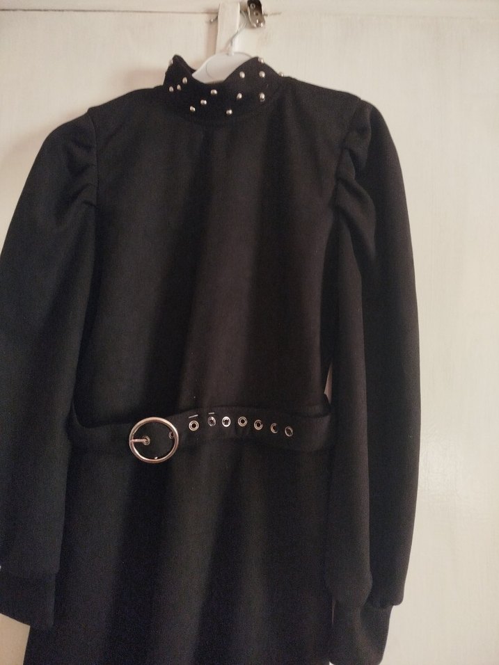 Kemerli Siyah Gotik Midi Kadın elbise - Görsel 5