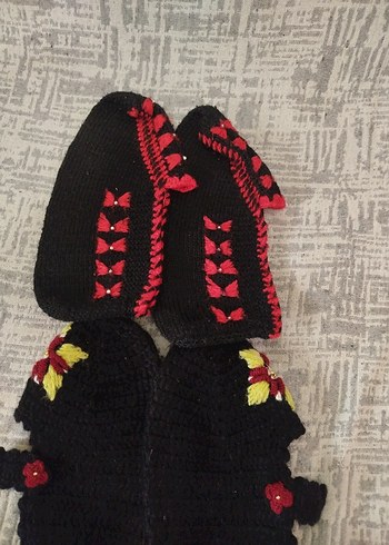 Siyah Örgü Kadın patik - Görsel 3