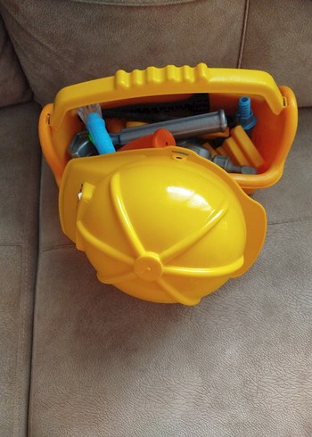 Sarı Çocuk İnşaat Seti ve Kask - Görsel 2