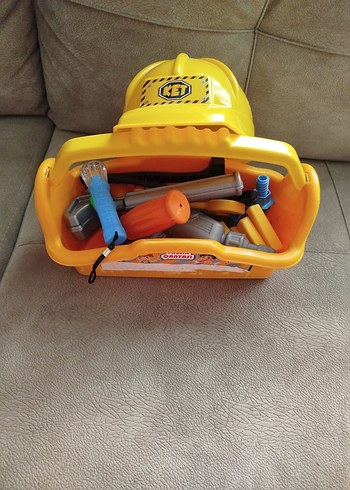 Sarı Çocuk İnşaat Seti ve Kask - Görsel 3