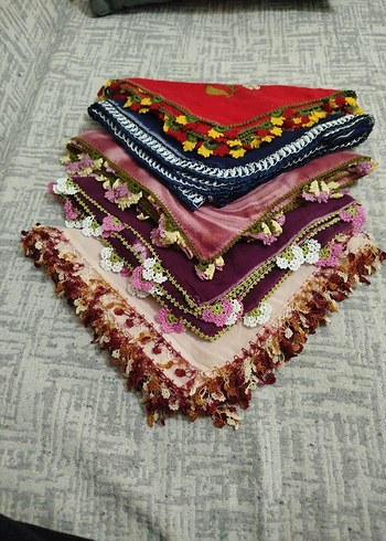 Renkli Kadın el tığ örgüsü yemeni Fularlar - Görsel 8