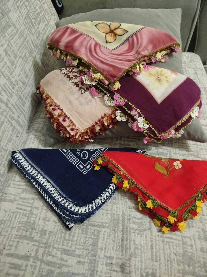 Renkli Kadın el tığ örgüsü yemeni Fularlar - Görsel 2