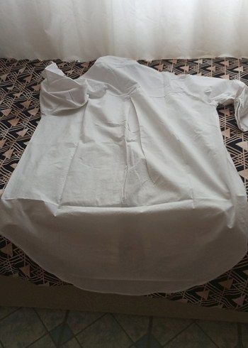 Uzun Kollu Beyaz Keten pamuklu Gömlek, - Görsel 6