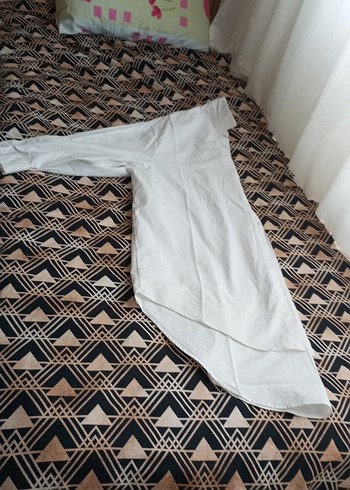 Uzun Kollu Beyaz Keten pamuklu Gömlek, - Görsel 7