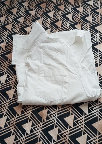 Uzun Kollu Beyaz Keten pamuklu Gömlek, - Görsel 8