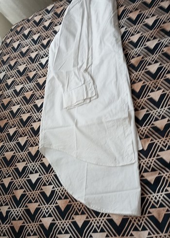 Uzun Kollu Beyaz Keten pamuklu Gömlek, - Görsel 9