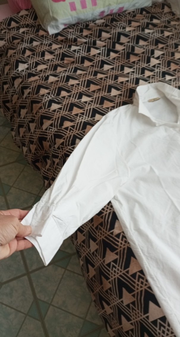 Uzun Kollu Beyaz Keten pamuklu Gömlek, - Görsel 3