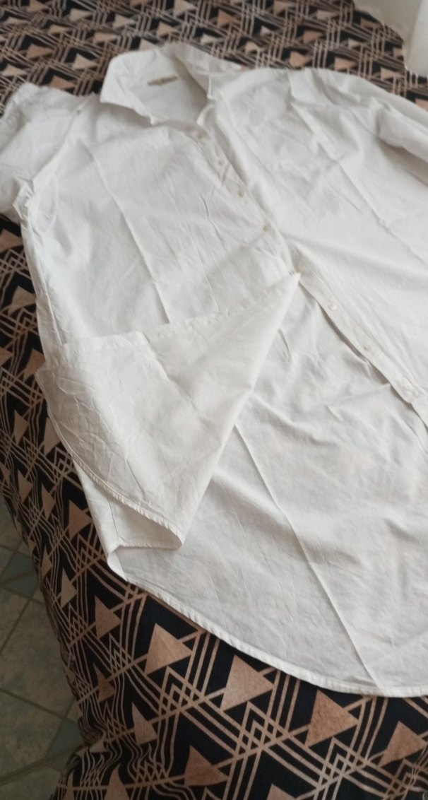 Uzun Kollu Beyaz Keten pamuklu Gömlek, - Görsel 4