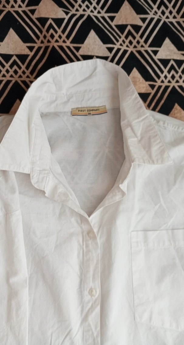 Uzun Kollu Beyaz Keten pamuklu Gömlek, - Görsel 2