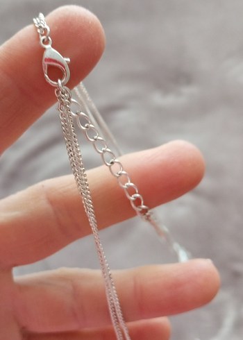 Zincir Detaylı İşlemeli gümüş renkli kolye - Görsel 3