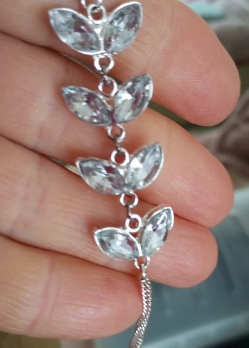 Zincir Detaylı İşlemeli gümüş renkli kolye - Görsel 5