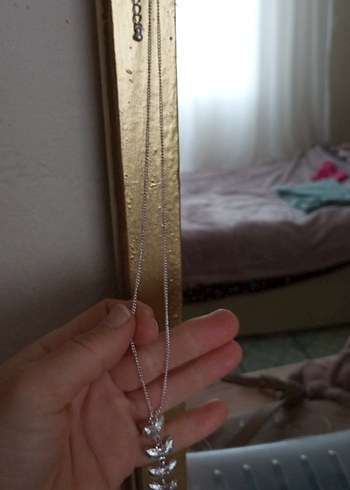 Zincir Detaylı İşlemeli gümüş renkli kolye - Görsel 7