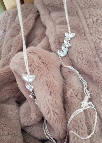 Zincir Detaylı İşlemeli gümüş renkli kolye - Görsel 4