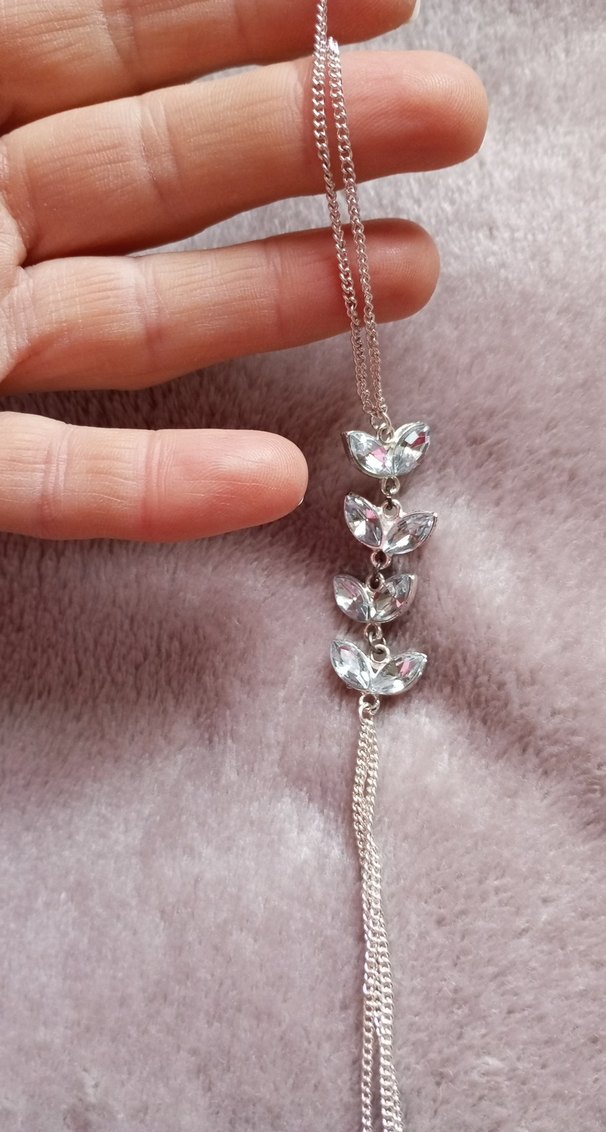 Zincir Detaylı İşlemeli gümüş renkli kolye - Görsel 2