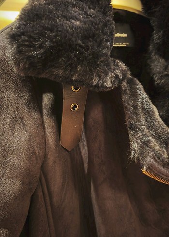 Stradivarius siyah  Süet Kürklü Biker Ceket - Görsel 2