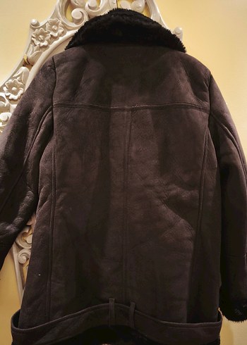 Stradivarius siyah  Süet Kürklü Biker Ceket - Görsel 6