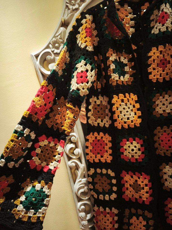 Bohem Çok Renkli El Örgüsü Kadın Hırka - Görsel 2