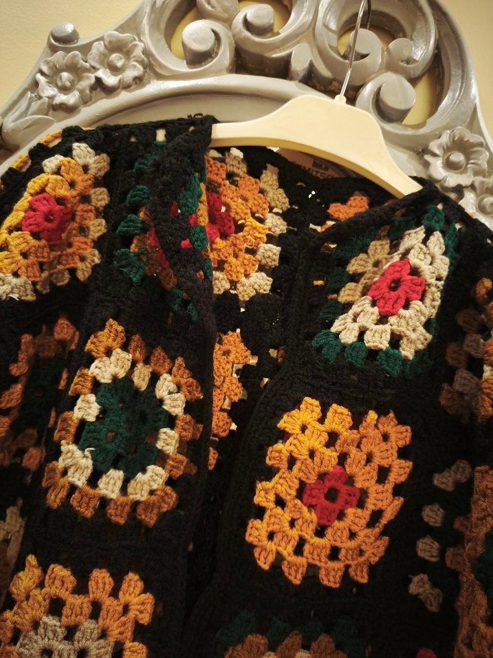 Bohem Çok Renkli El Örgüsü Kadın Hırka - Görsel 3