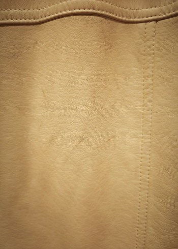 Düğmeli Bej  Kadın Deri Ceket - Görsel 4