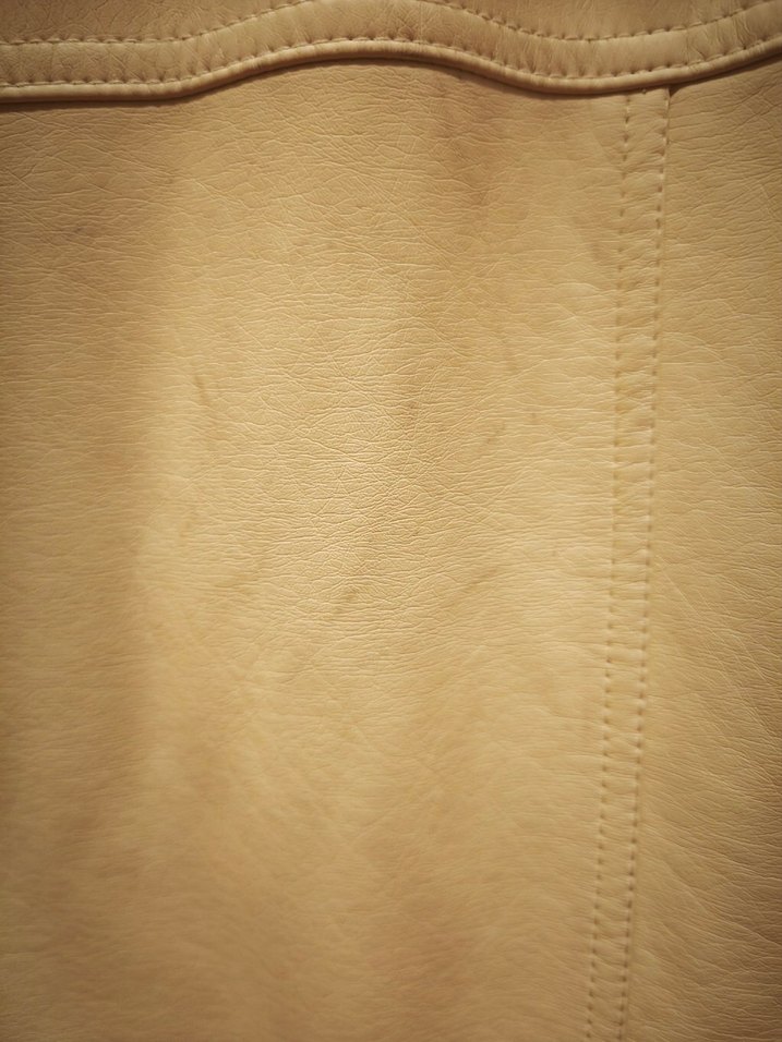 Düğmeli Bej  Kadın Deri Ceket - Görsel 4