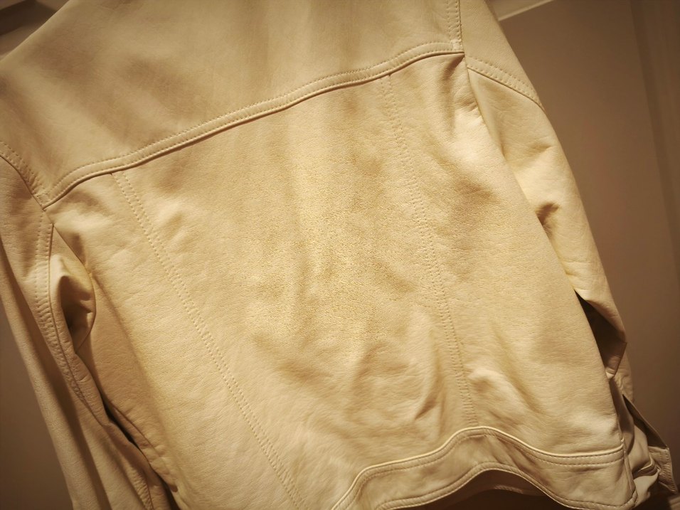 Düğmeli Bej  Kadın Deri Ceket - Görsel 5