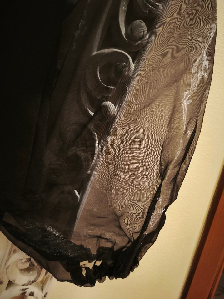 Siyah kolları tül V Yaka Gotik Bluz - Görsel 4