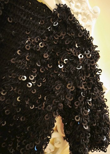 Siyah pul i Örgü Kadın Ceket - Görsel 3