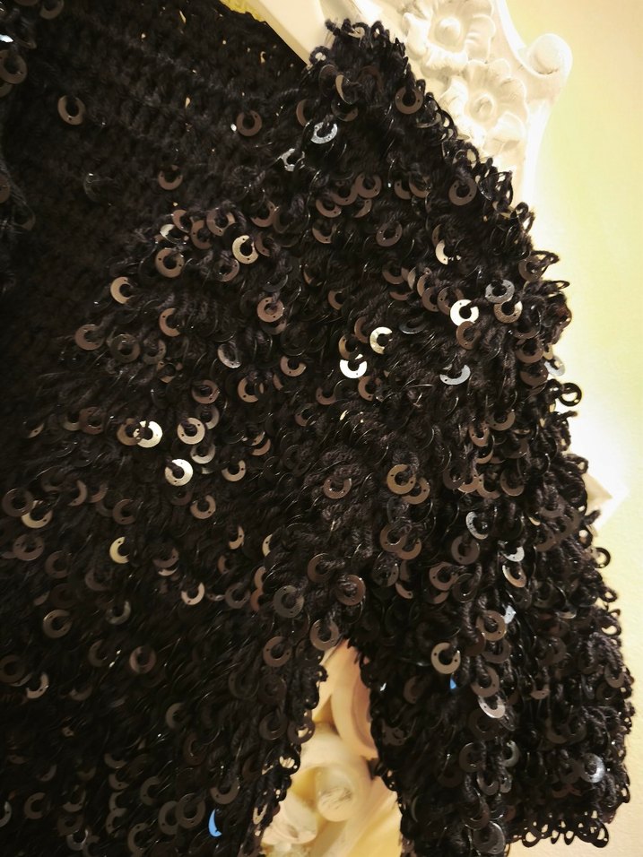 Siyah pul i Örgü Kadın Ceket - Görsel 3