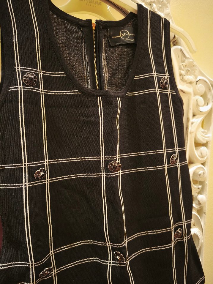 Düğmeli Siyah İşlemeli çelik kumaş balık model elbise - Görsel 2