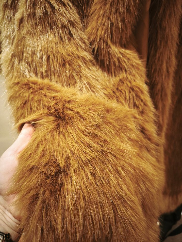 taba Uzun Peluş Kadın Kaban - Görsel 4