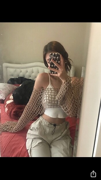 Beyaz Askılı Crop
